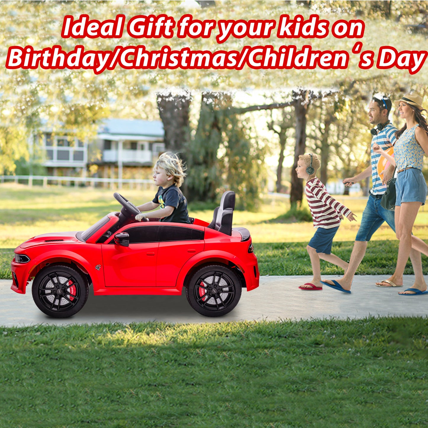 iYofe 12V Ride On Car for Kids, Licensed DODGE Boys Ride On Truck with Remote Control, LED Lights, MP3, USB, Battery Powered Ride On Toys for 2-5 Year Olds Boys Girls Birthday Christmas Gifts, Red