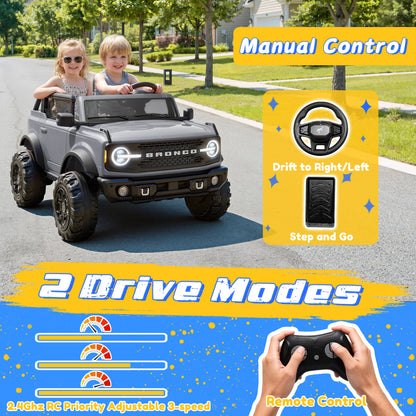 iYofe 24V Ride On Toys for Big Kids 2 Seat, Ford Bronco Base Powered Ride On Cars w/Remote Control, 4 Wheel Spring Suspension, Lights, Bluetooth, Kids Electric Car for Boys Girls Age 3-8, Pink