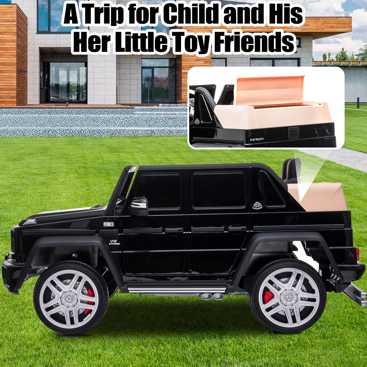 12V Ride on Car for Kids with 2.4G Remote Control Mercedes Maybach Electric Vehicle for 3-6 Years Old Girls and Boys Ride on Toy, Bluetooth, LED Light