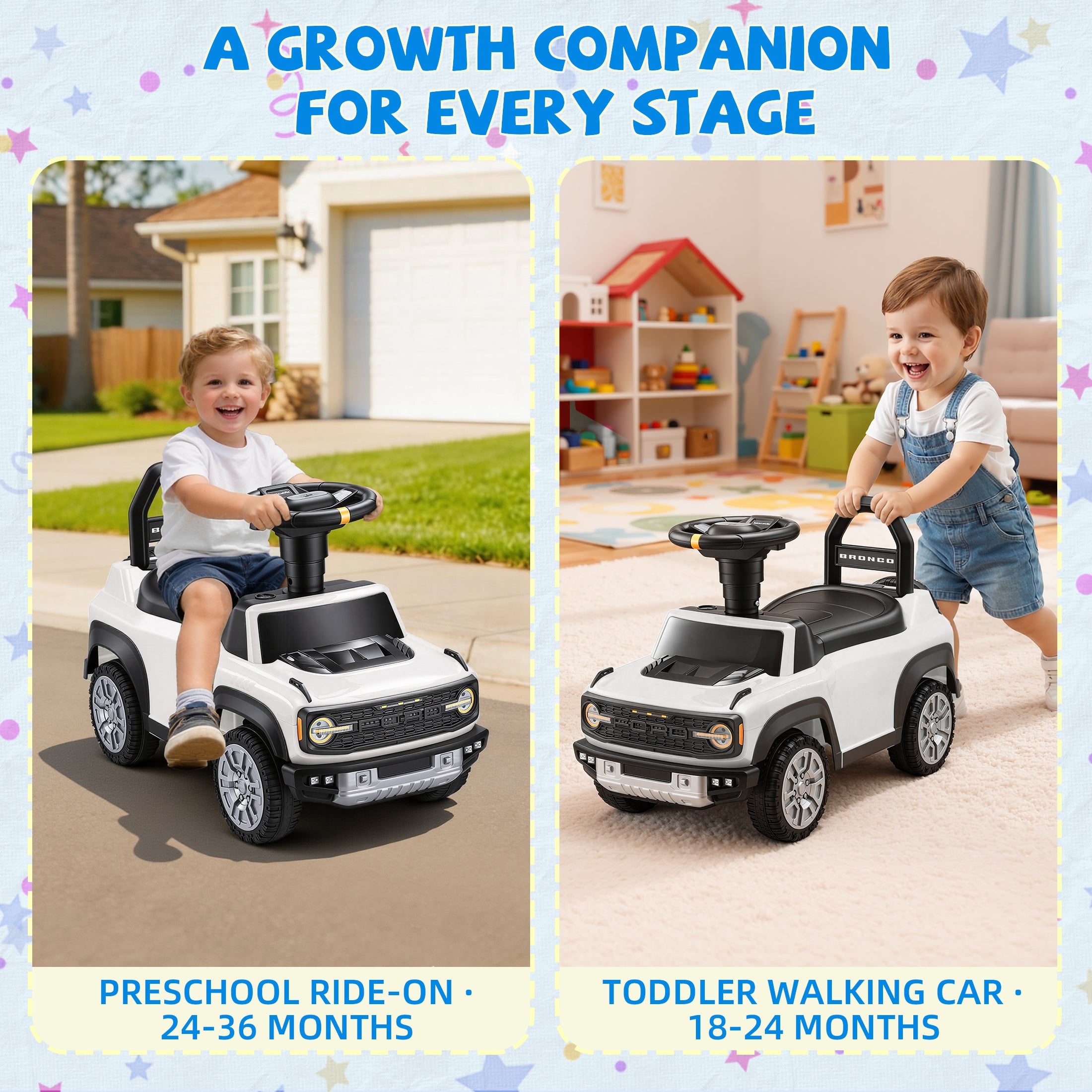 iYofe Ride On Car for Kids, Licensed Ford Bronco Raptor Kids Ride On with Horn, Music, Ride On Toys for Toddlers 18-36 Months