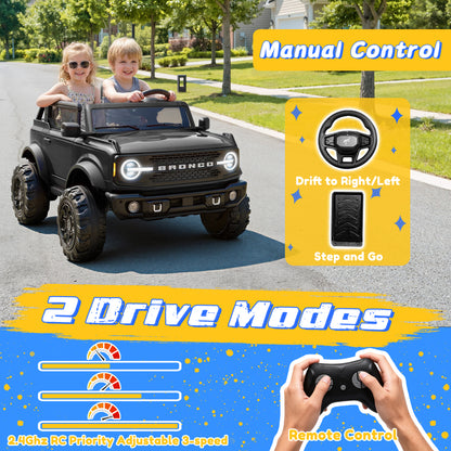 iYofe 24V Ride On Toys for Big Kids 2 Seat, Ford Bronco Base Powered Ride On Cars w/Remote Control, 4 Wheel Spring Suspension, Lights, Bluetooth, Kids Electric Car for Boys Girls Age 3-8, Pink