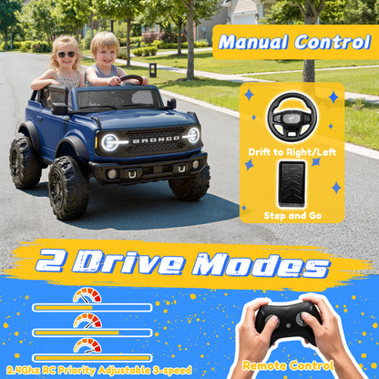 iYofe 24V Ride On Toys for Big Kids 2 Seat, Ford Bronco Base Powered Ride On Cars w/Remote Control, 4 Wheel Spring Suspension, Lights, Bluetooth, Kids Electric Car for Boys Girls Age 3-8, Pink