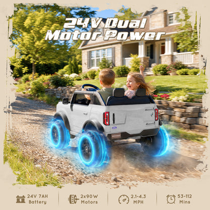iYofe Ford Bronco Base 24V 2 Seater Ride On Car for Big Kids, Powered Ride On Toy with Parent Remote Control, Bluetooth Music, 4-Wheel Suspension, 3 Speeds, 24V Ride On for Kids Ages 3-8