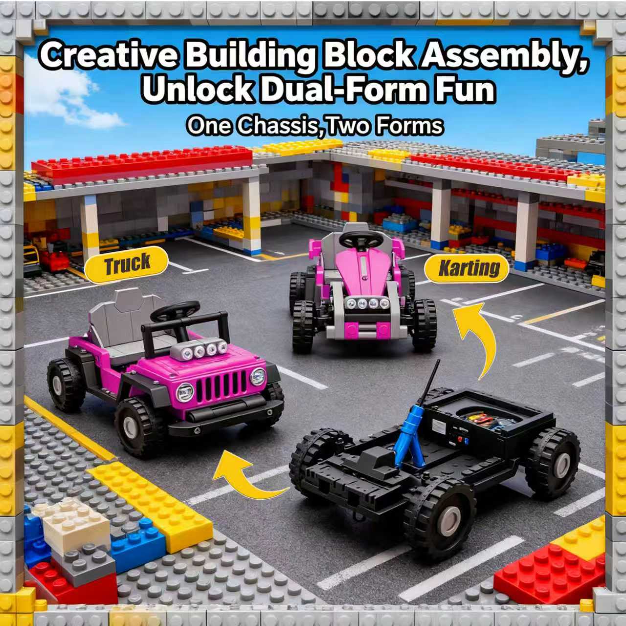 2V Ride on Car with Remote Control, 2 in1 Ride on Toy with Bluetooth/USB/MP3/Microphone Ports, Electric Truck Car/ Kart-Switch Freely for Kids Toddler, 4 Wheelers Vehicle for Boys Girls 3-5