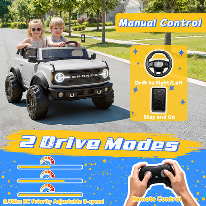 iYofe 24V Ride On Toys for Big Kids 2 Seat, Ford Bronco Base Powered Ride On Cars w/Remote Control, 4 Wheel Spring Suspension, Lights, Bluetooth, Kids Electric Car for Boys Girls Age 3-8, Pink
