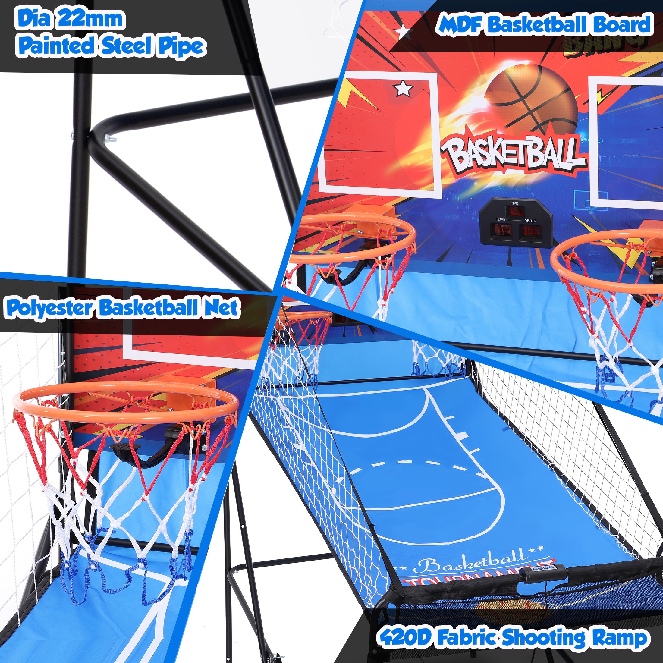 iYofe Basketball Arcade Game Indoor, Arcade Basketball Hoop 8 Game Modes, Electronic Basketball Shooting Machine, Foldable Frame, 6 Balls, Air Pump, Led Scoreboard, for Youth and Adults