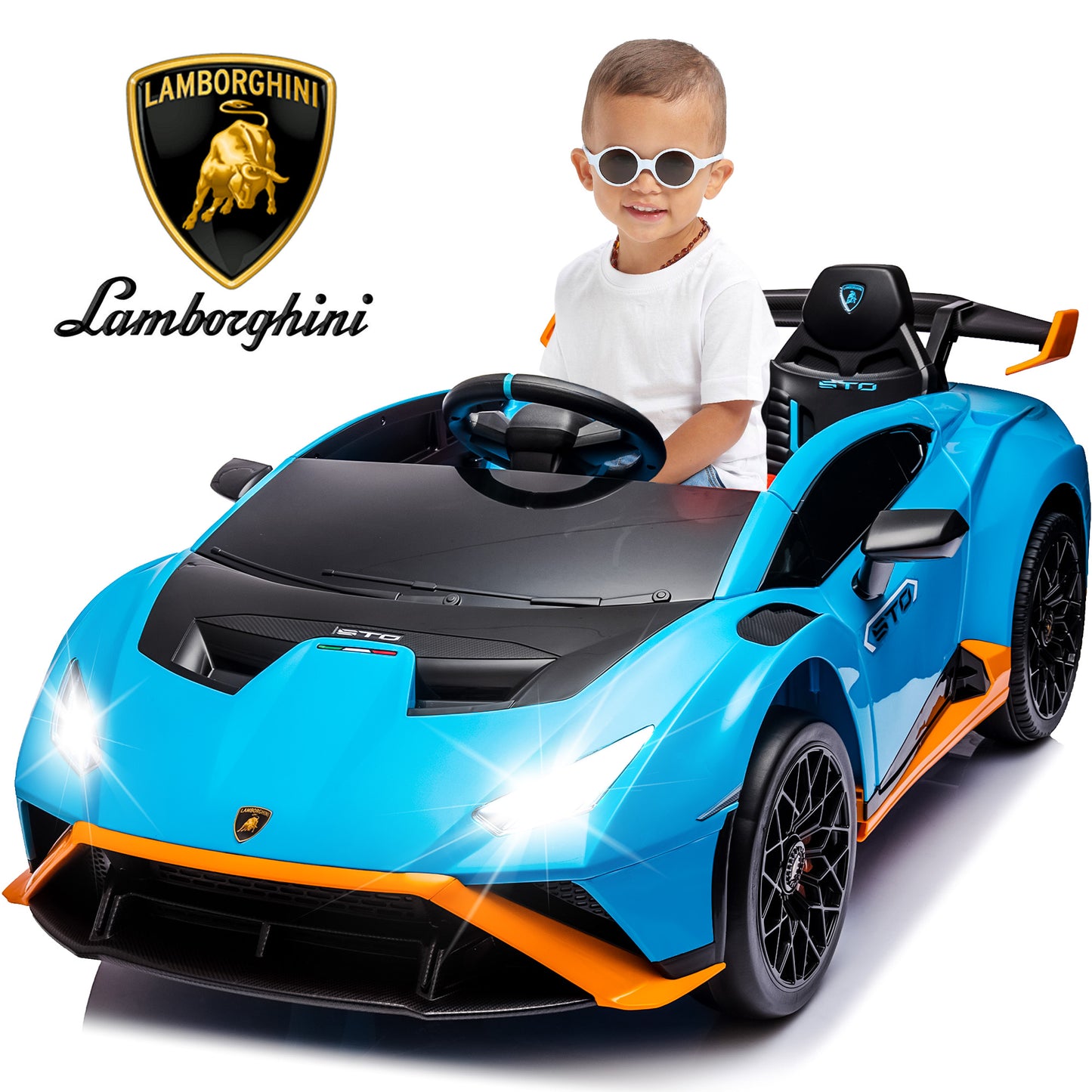 24V Lamborghini 2 Seater Ride on Car for Girls and Boys, Kids Ride on Toy with Remote Control, Electric Car for 3-8 Years Old, Bluetooth