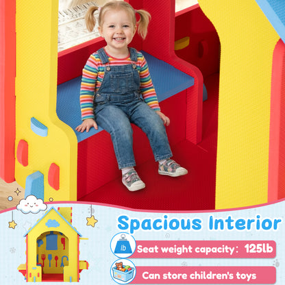 iYofe Playhouse for Kids Toddlers, Indoor & Outdoor PlayHouse, EVA Play Houses with Pretend Kitchen/Food/Cookware Set/Chair, Girls Boys Pretend Play Toy Gift, Screwless Easy Assembly