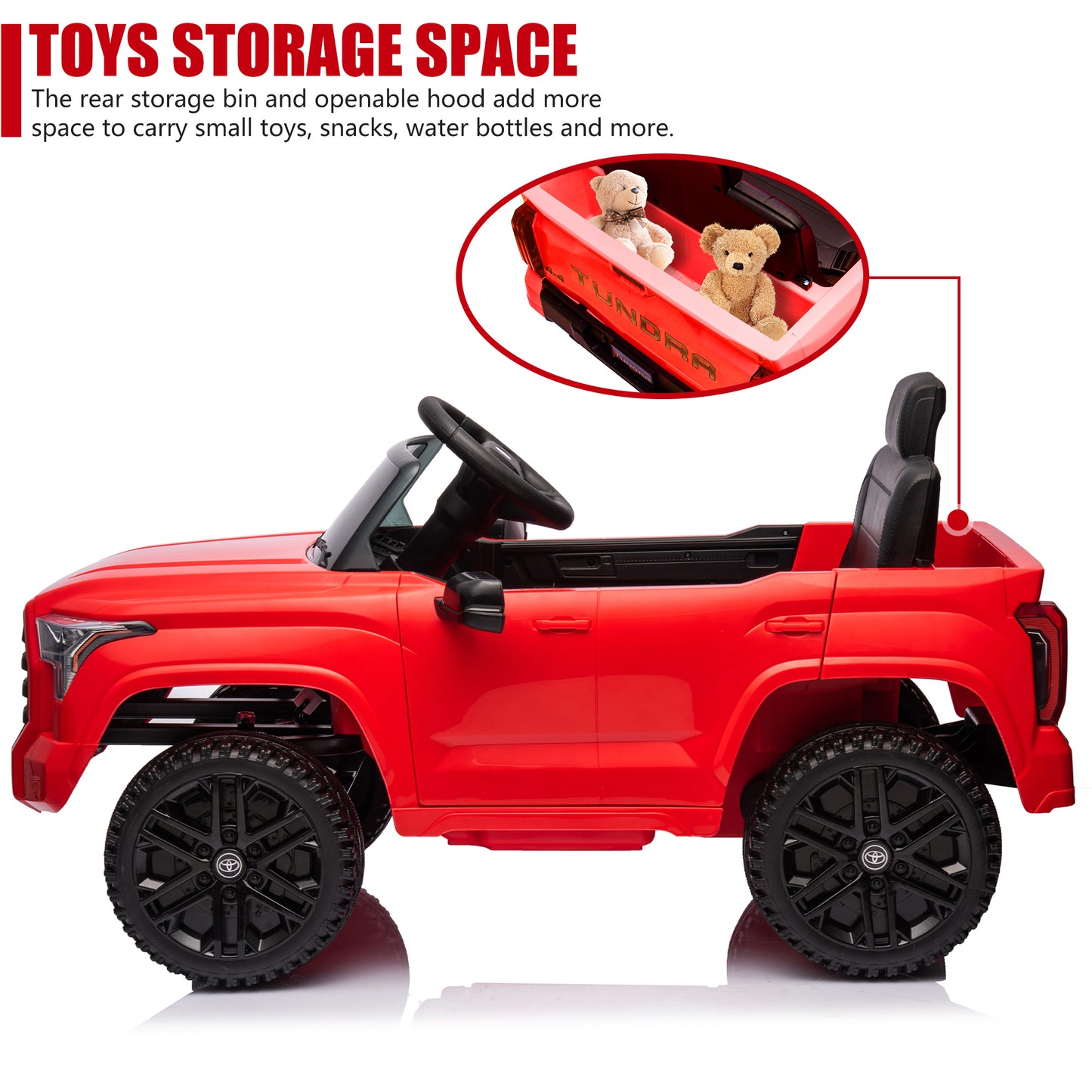 Toyota Tundra Pickup 12V 4.5A Ride On Cars with Remote Control, Battery Powered Ride On Toys  for Kids, Kids Electric Vehicles with Bluetooth Music, USB, Electric Cars for Kids Boys Girls Gifts, Red