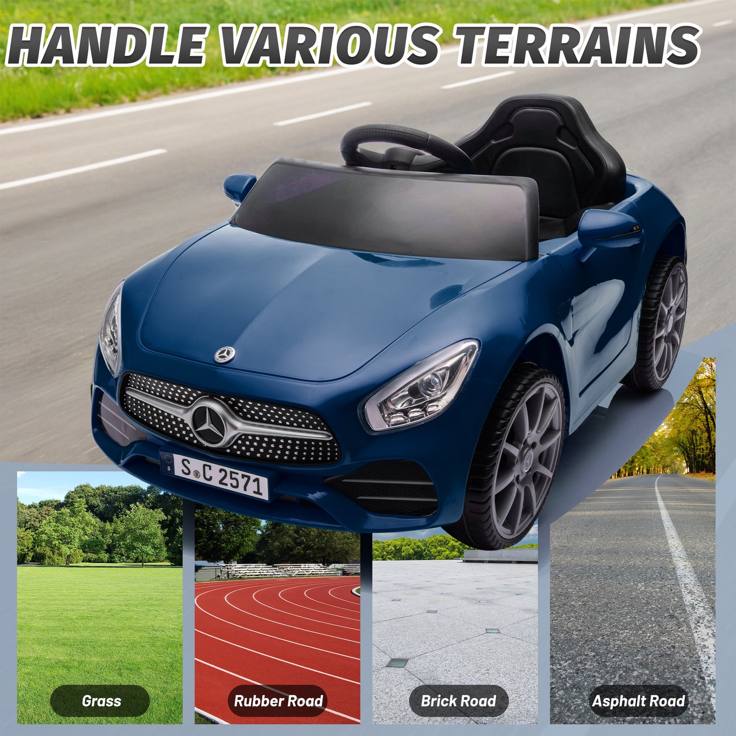 12V Ride on Toy for Kids, Licensed Mercedes-Benz CLS 350 Powered Ride on Car with Remote Control, Kids Electric Cars for Boys Girls 2-5 with Bluetooth, Music, LED Lights, 3 Speeds, 4 Wheelers, Blue