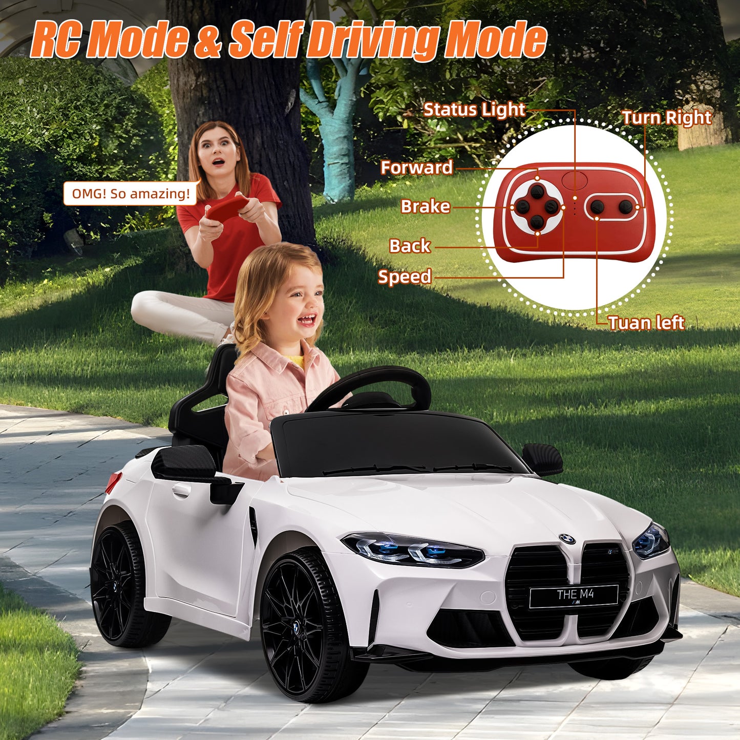 BMW 12V Ride on Car with Remote Control Ride on Toy for Boys and Girls 3-6 Years Old Powered Kids Electric Vehicle, Bluetooth