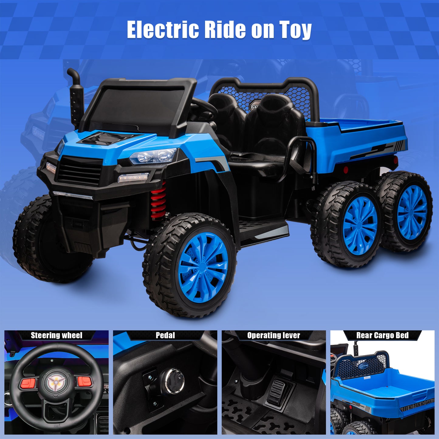 iYofe 24V Ride on Truck with 2 Seats Ride on Car with Remote Control Ride on Toy for Kids Boys and Girls, Music, Electric Vehicle, Age 3-8 Years Old