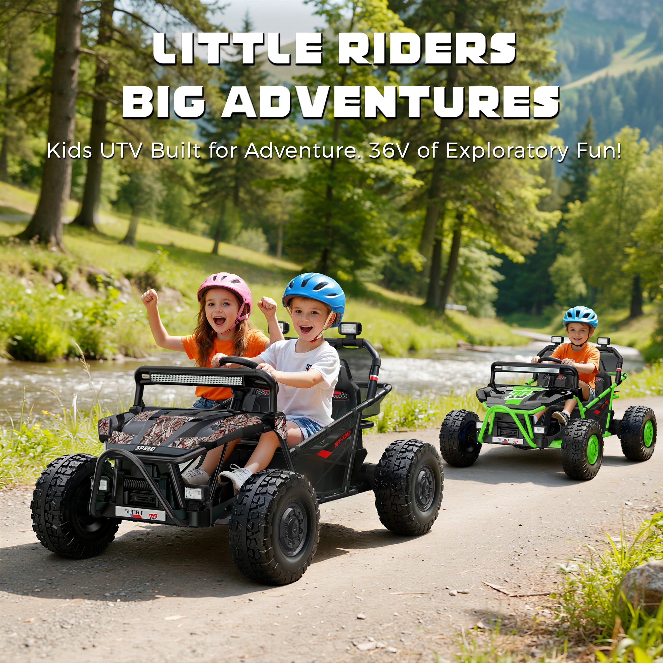 iYofe 36V Electric Ride on Car for Big Kids, Powered Ride on UTV for Boys Girls Ages 6+, Kids Electric Vehicle with Bluetooth, Music, 4 Wheels Spring Suspension, without Remote Control, Black