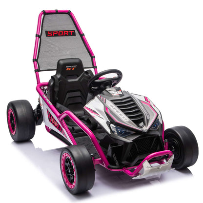 iYofe 24v Ride on Toys for Big Kids, 400w 7.5 Mph Electric Go Kart W/Front Eva Wheel, Music & Lights, Suspension, Bluetooth, 5 Point Harness, Kids Electric Car