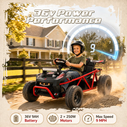 iYofe 36V Electric Ride on Car for Big Kids, Powered Ride on Vehicle for Boys Girls Ages 6+, Kids Electric Car with Bluetooth, Music, Rear Wheel Spring Suspension, Red
