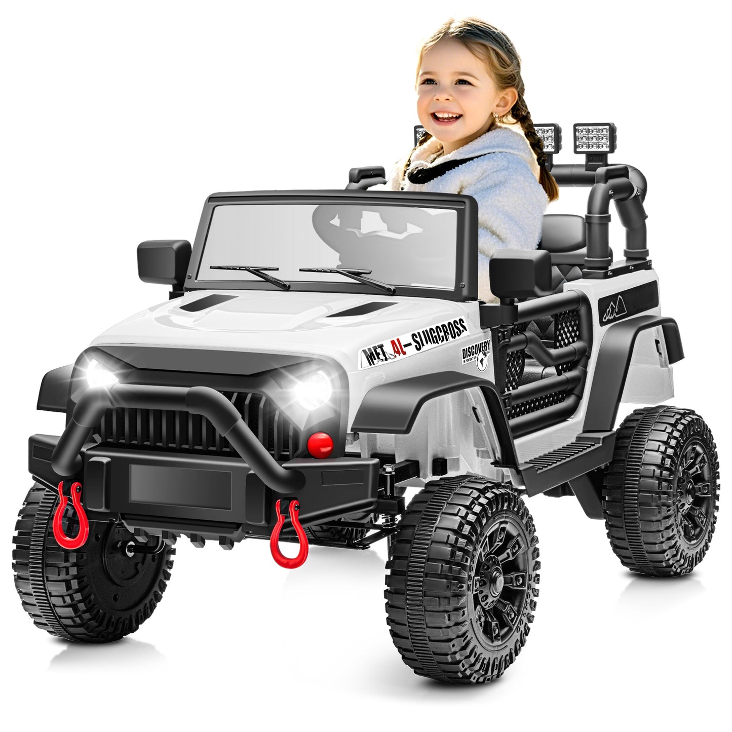 24V Kids Ride on Truck Car, Battery Powered Ride on Car with Remote Control, Electric Vehicle Car for Boys Girls Aged 3-6, Ride on Toy w/Bluetooth, Lights, 4 Wheelers, Gift for Kids Tollder