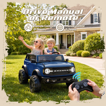 iYofe Ford Bronco Base 24V 2 Seater Ride On Car for Big Kids, Powered Ride On Toy with Parent Remote Control, Bluetooth Music, 4-Wheel Suspension, 3 Speeds, 24V Ride On for Kids Ages 3-8