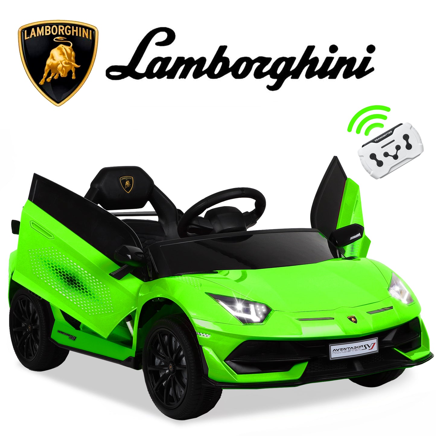 Lamborghini Xago 12V Powered Ride on Car, Electric Vehicle Sport Car with Remote Control, Bluetooth, 4 Wheels, Kids Ride on Toy for 3-6 Years Old Boys Girls