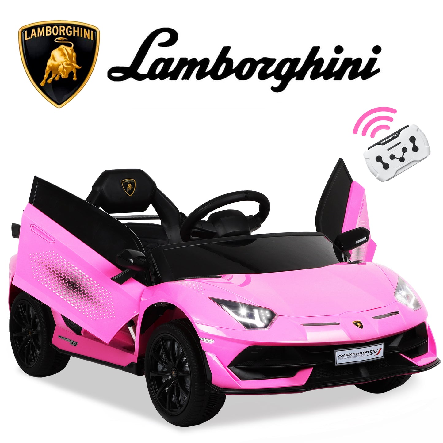 Lamborghini Xago 12V Powered Ride on Car, Electric Vehicle Sport Car with Remote Control, Bluetooth, 4 Wheels, Kids Ride on Toy for 3-6 Years Old Boys Girls