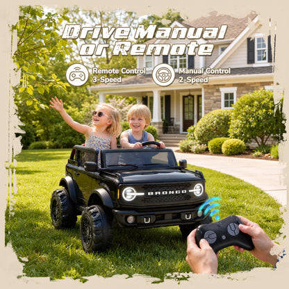 iYofe Ford Bronco Base 24V 2 Seater Ride On Car for Big Kids, Powered Ride On Toy with Parent Remote Control, Bluetooth Music, 4-Wheel Suspension, 3 Speeds, 24V Ride On for Kids Ages 3-8