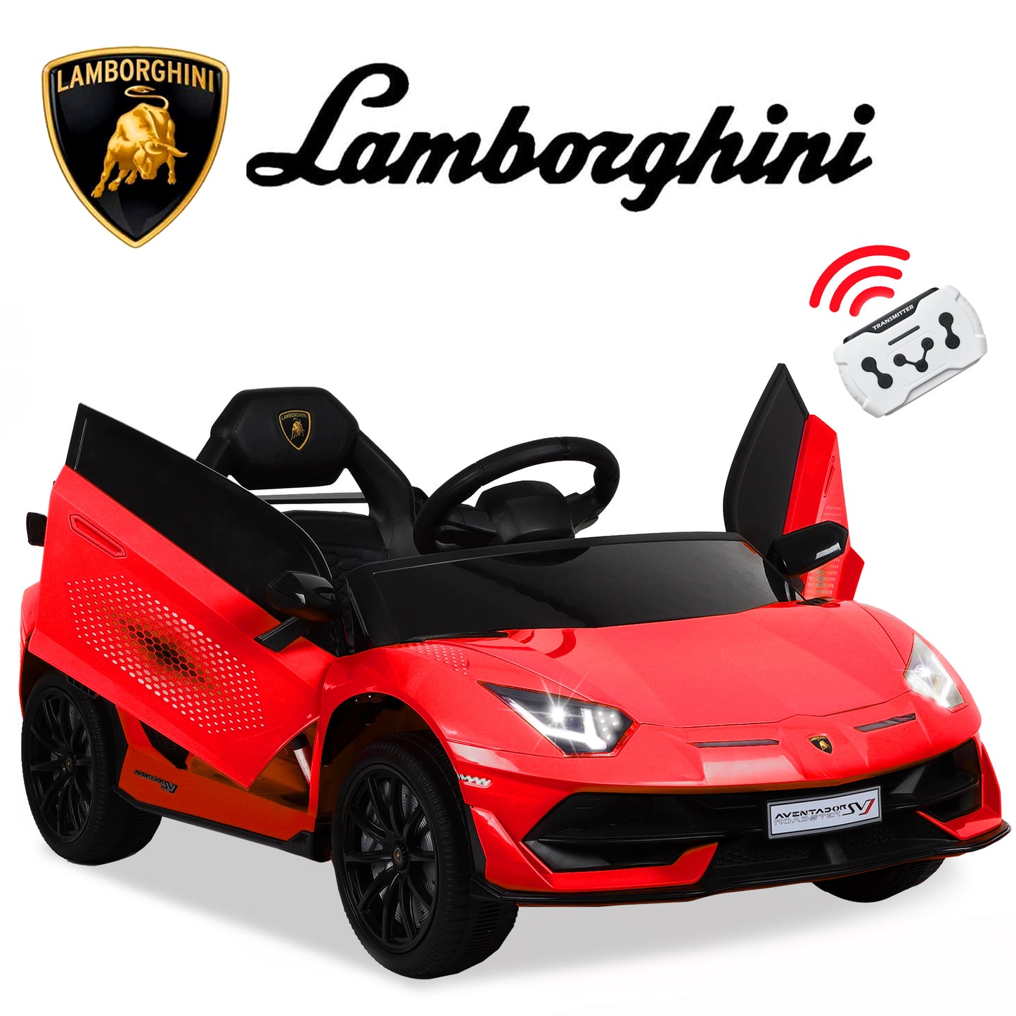 Lamborghini Xago 12V Powered Ride on Car, Electric Vehicle Sport Car with Remote Control, Bluetooth, 4 Wheels, Kids Ride on Toy for 3-6 Years Old Boys Girls