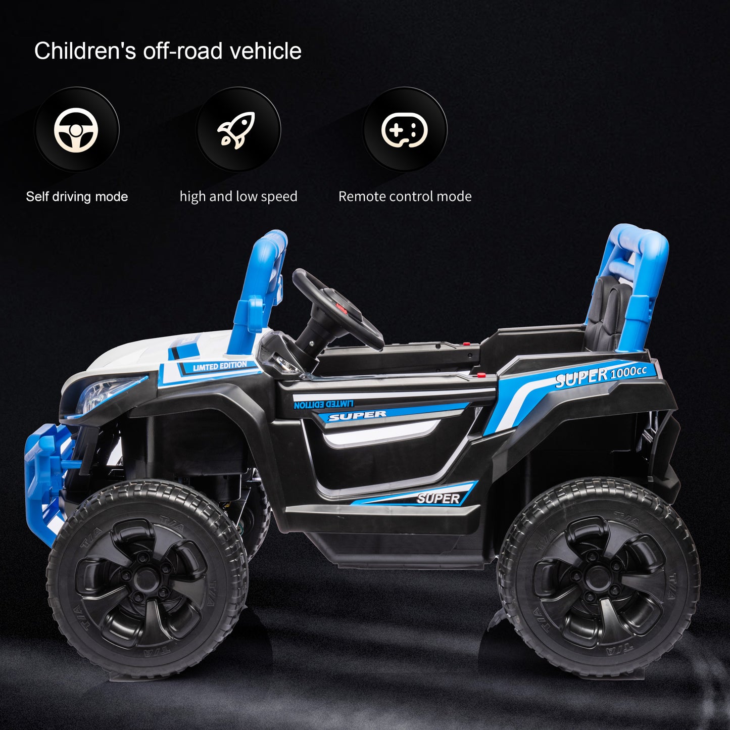 iYofe 12V Ride on UTV Car, Powerful Ride on Toy  with Remote Control, 4 Wheels Suspension, Safety Belt, MP3 Player, Electric Vehicle for Boy & Gril