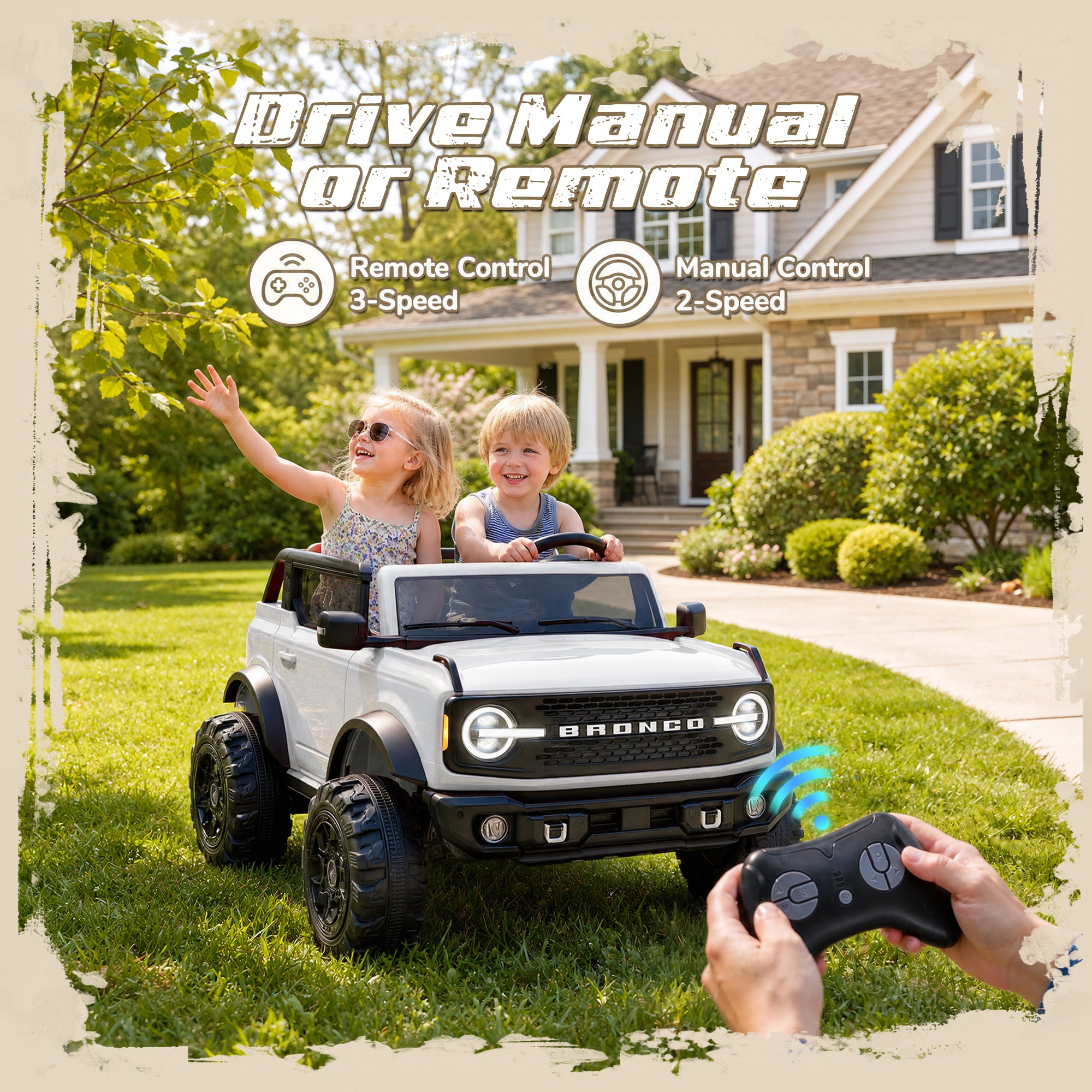 iYofe Ford Bronco Base 24V 2 Seater Ride On Car for Big Kids, Powered Ride On Toy with Parent Remote Control, Bluetooth Music, 4-Wheel Suspension, 3 Speeds, 24V Ride On for Kids Ages 3-8