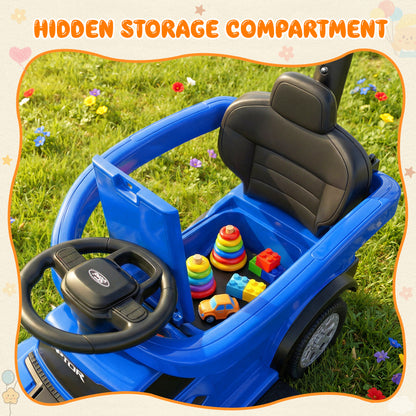 iYofe 3 In 1 Push Cars for Kids, Licensed Ford F-150 Kids Ride On Toys with Removable Parental Handle and Safety Rail, Horn, LED Lights, Ride On Car for Toddler Ages 18-36 Months, Black