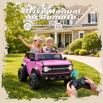 iYofe Ford Bronco Base 24V 2 Seater Ride On Car for Big Kids, Powered Ride On Toy with Parent Remote Control, Bluetooth Music, 4-Wheel Suspension, 3 Speeds, 24V Ride On for Kids Ages 3-8