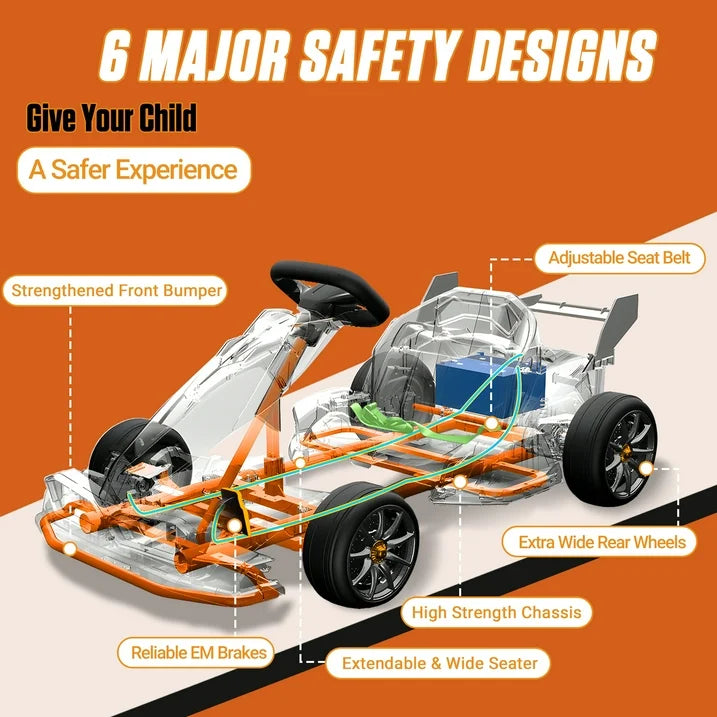 Mclaren Electric Go Kart, 400W Powered Powerful Ride on Cars with Tires, Drift/Sports Mode, Brake Pedal, Length Adjustment, Seat Belt, Rear Wheel Drive Electric Car for Kids Ages 6+ Years
