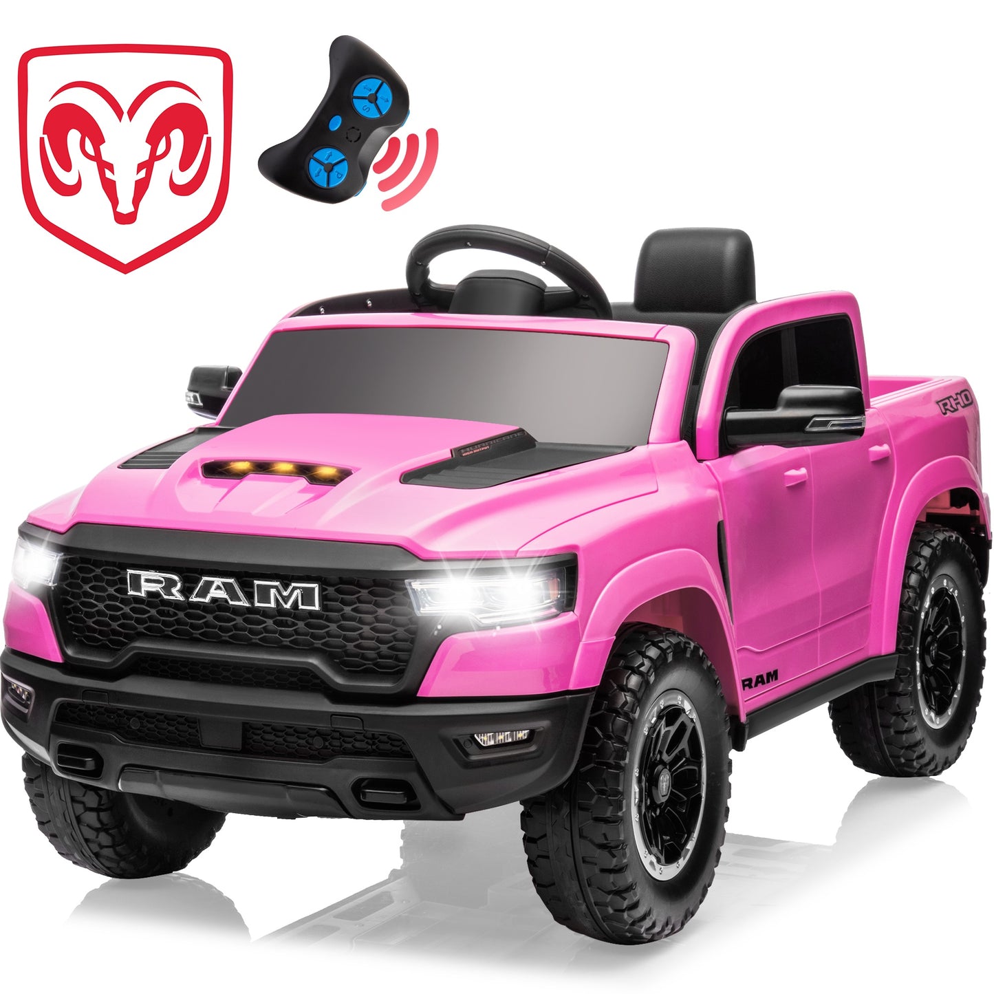 24V Kids Ride on Truck Car, Battery Powered Ride on Car with Remote Control, Electric Vehicle Car for Boys Girls Aged 3-6, Ride on Toy w/Bluetooth, Lights, 4 Wheelers, Gift for Kids Tollder