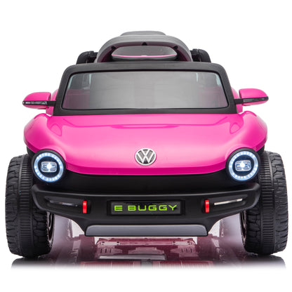 12V Ride on Toys, Licensed Volkswagen Beetle Powered Ride on Cars with Remote Control, Bluetooth, Music, USB Ports, LED Lights, 4 Wheels Suspension, Electric Car for Kids Boys Girls Ages 2-5, Pink