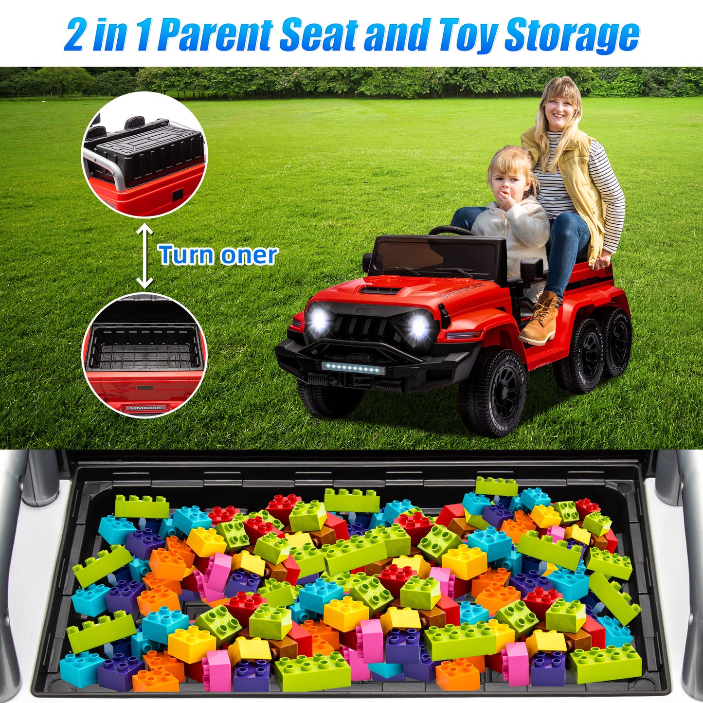 24V 2 Seats Ride on Car with Remote Control Ride on Toy for Boys and Girls 3-6 Years Old Electric Vehicle for Kids, Bluetooth, Swing Mode