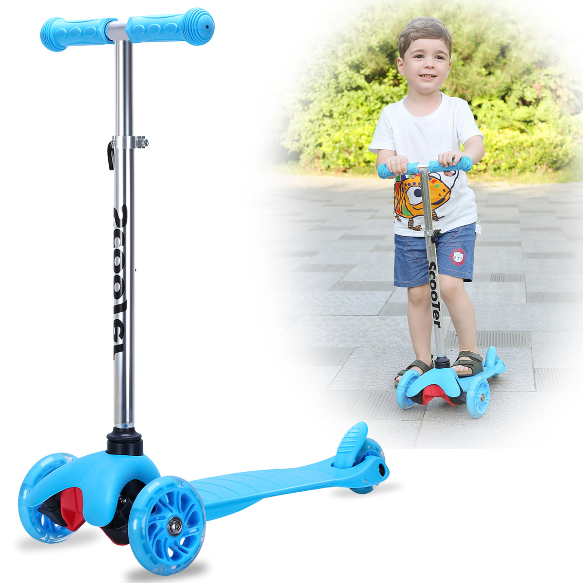 iYofe Kick Scooter for Kids Boys Girls, 3 Wheel Scooter for 1-6 Years Old, Adjustable Height, Wheel with Brake, Wide Standing Board