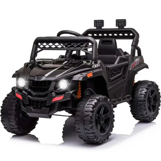 iYofe Black 12V Powered Ride on Car for Kids, Electric Car Truck with Remote Control, MP3 Player, Horn, LED Lights, 3 Speeds, Kids Ride on Toys for Boys Girls 2-4 Years Old