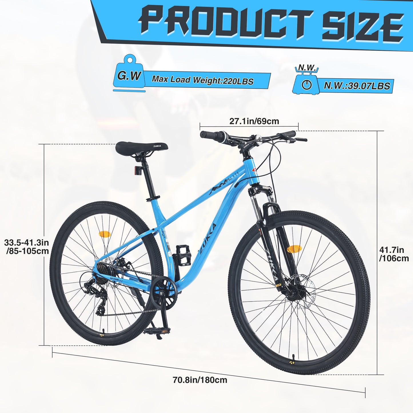 29 inch Bike for Adults, 8 Speed Mountain Bike w/Disc Brakes, Commuter Bike, Trail Bike, City Bike for Men Women, Steel Frame, Suit for 5'4"-6'2", 85% assembled