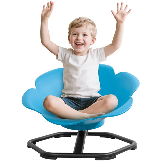 iYofe Kids Sensory Spinning Chair, Petal Shape Spinning Chair for Autistic Kids, Chair Sensory Spinner Seat for Autism Toddlers ADHD Children, 360° Rotating Therapy-Grade Chair with Safety Base, Blue