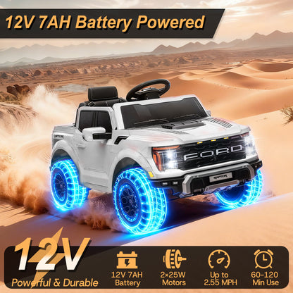 iYofe Ford Ride on Cars, 12V Ford F150 Raptor Powered Ride on Toys with Remote Control, Electric Car for Kids with Bluetooth/FM/Trunk, 4 Wheelers Truck for Toddlers Boys Girls Ages 3-6