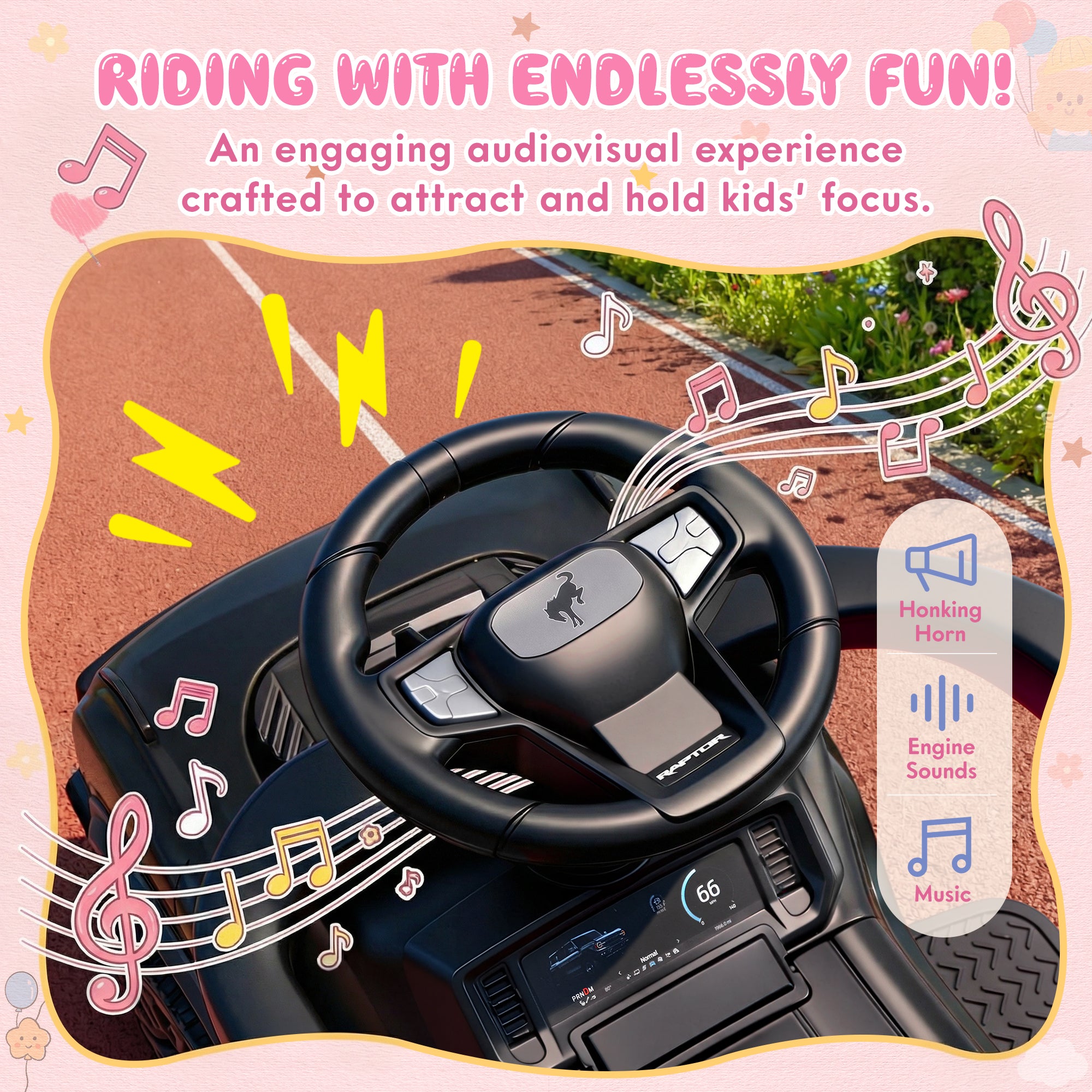 iYofe 3 In 1 Push Cars for Kids, Licensed Ford Bronco Ride On Toys w/Adjustable Handle, Canopy, Armrest Guardrail, Horn, Silent Wheels, Boys Girls Ride On Car for Toddlers Ages 18-36 Month