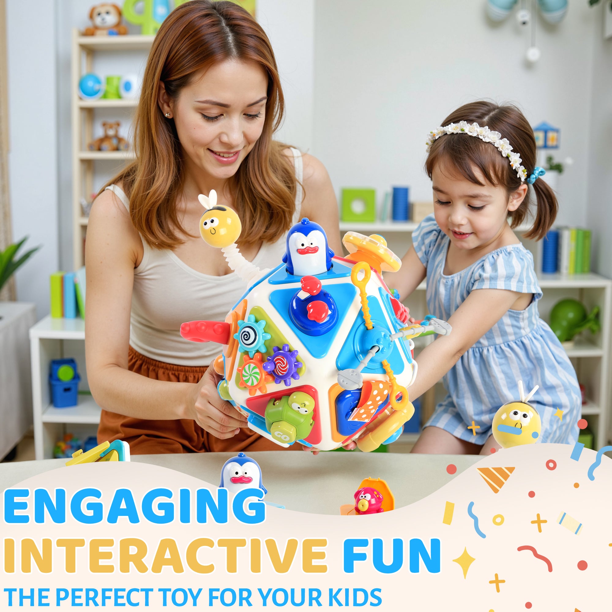 iYofe Montessori Toys for 1 Year Old, 20-In-1 Baby Activity Cube Toddler Learning Toys, Busy Sensory Board Travel Learning Toys for 1-3 Boys Girl Birthday Gifts