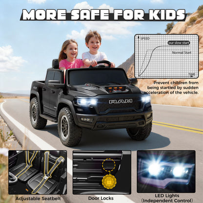 iYofe Ram 24V Ride on Car 2 Seater, Ram 1500 RHO Battery Powered Electric Car Truck with 4 Wheels, Ride on Toy with Remote Control for Big Kids Toddlers 3-8 Boys Girls, Bluetooth & Trunk