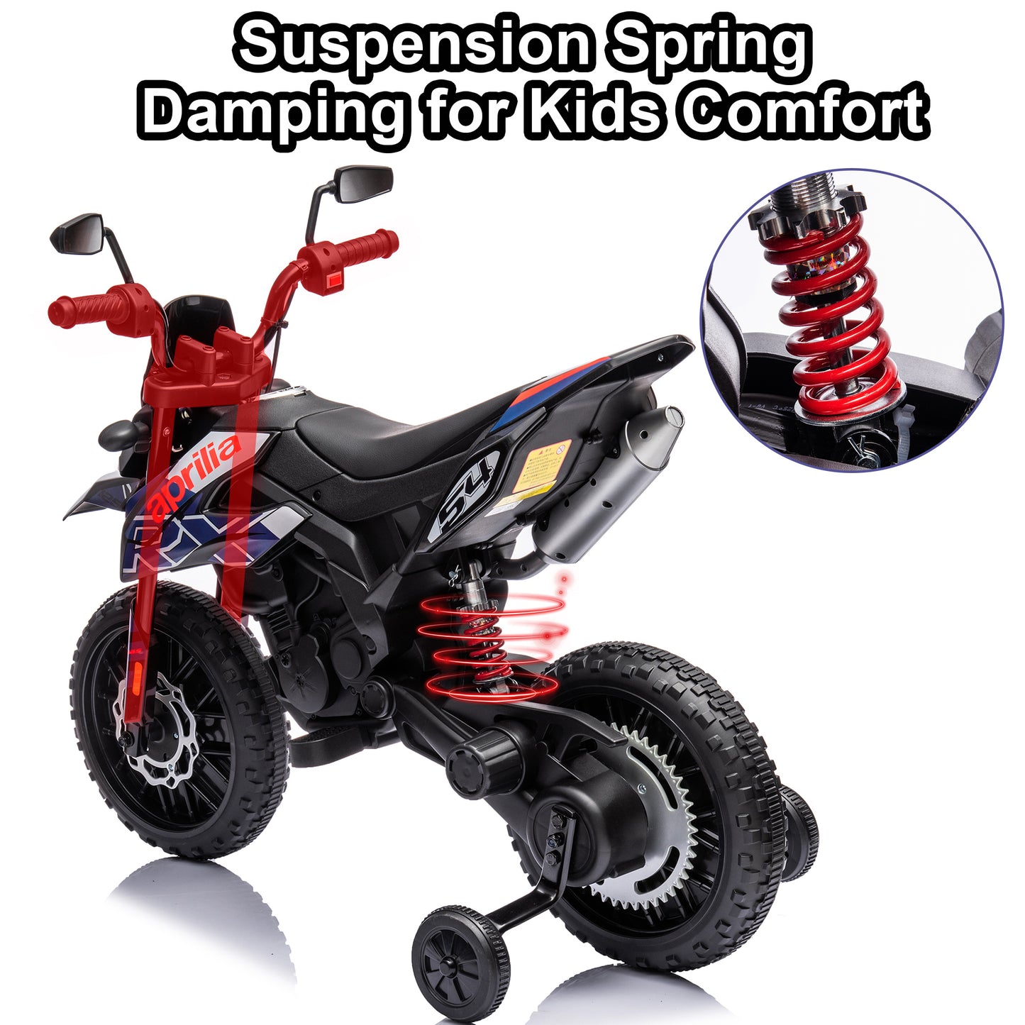 12V Ride on Motorcycle Powered Electric Dirt Bike for Kids Age 3-8, Ride on Toy for Boys and Girls, LED Light