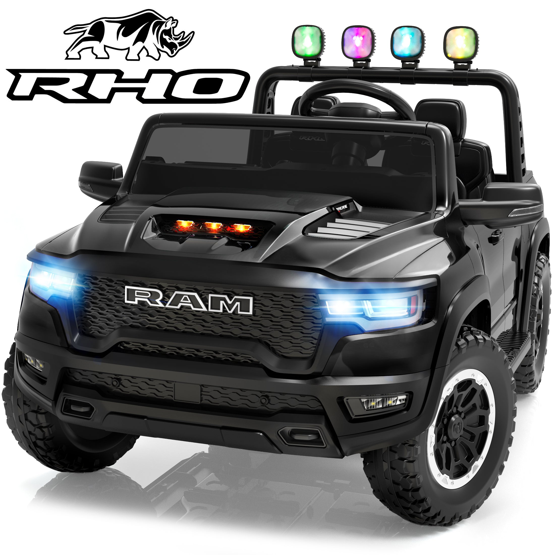 iYofe RAM 24V Kids Ride on Truck Cars for Boys Girls, Battery Powered Ride on Toys with All-Terrain Wheel, Bluetooth, MP3, Electric Car for Kids Toddler with Remote Control
