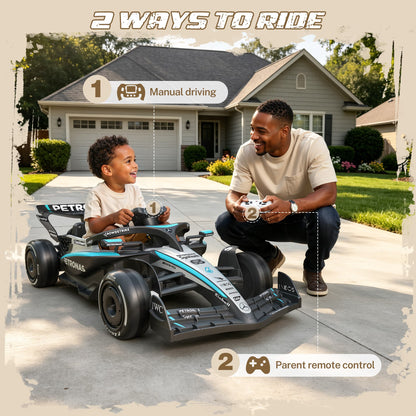 Mercedes-Benz F1 W16 Electric Go Kart, 12V Go Kart for Kids with Remote Control, Soft Start & Soft Stop, Built-in Music, Bluetooth, Ride on Toys for Kids 4-8