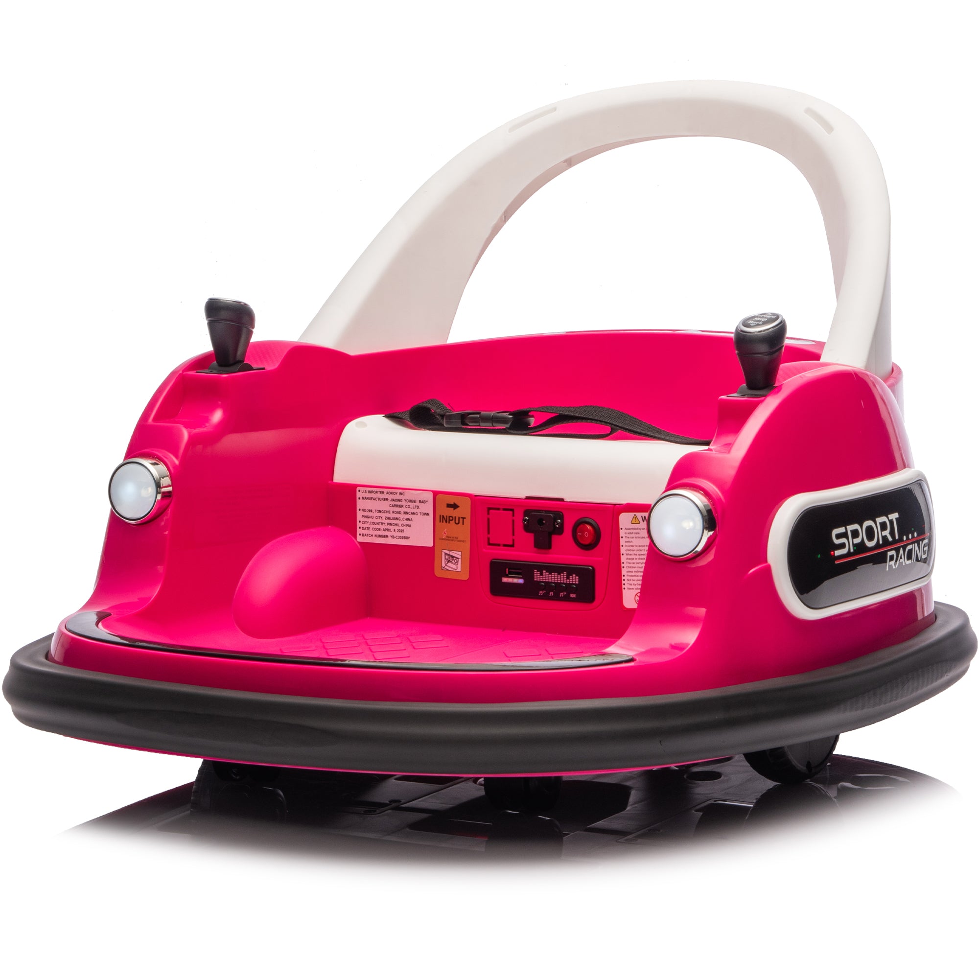Kids Bumper Car, 12V Ride on Toy with Remote Control, Electric Bumper Car Ride on for Girls Boys Ages 2-5, 360 Degree Spin, Bluetooth, Colorful Light, Seat Belt