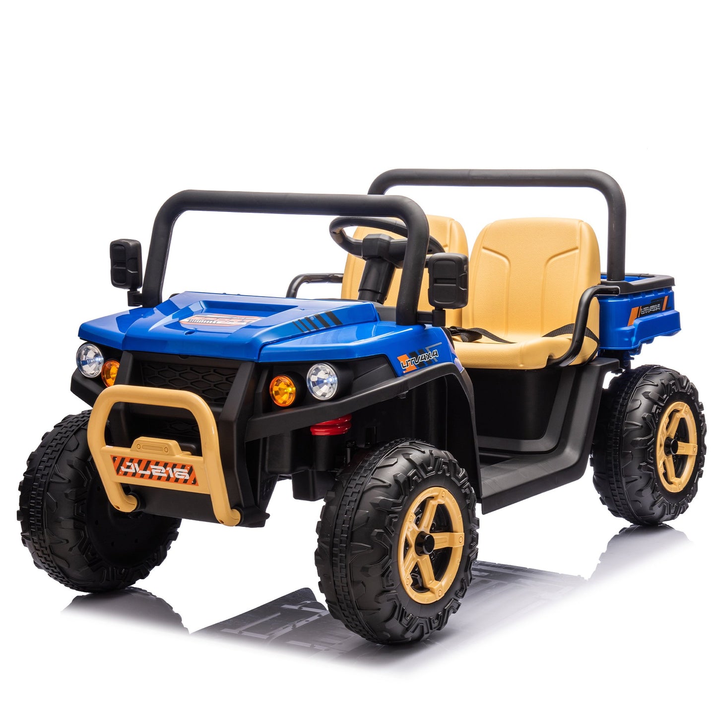 24V XXXL Kids Ride On UTV W/Parents Remote Control,Two-seater,Automatic tipping bucket,Rear wheel suspension,Slow start,Portable handle,Safety Belt,LED light,USB,MP3,Bluetooth,Horn for Kids Aged 3-8