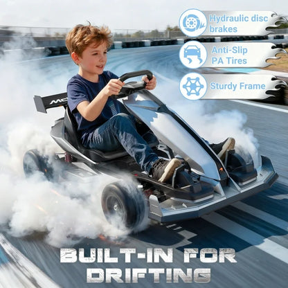 McLaren 48V Electric Go Kart for Adults & Teens, 750W Motor, 24 km/h, Hydraulic Disc Brake, 4-Wheel Spring Suspension, Adjustable Chassis, Tires, Foldable Design, Ride on Toy for Boys or Girls