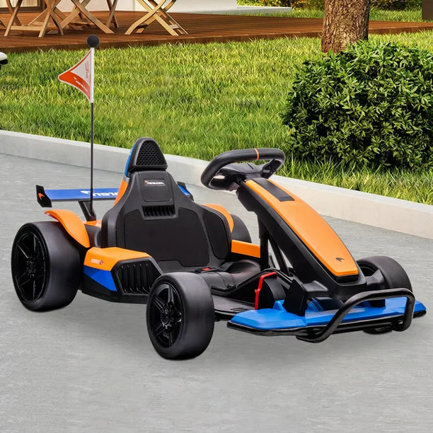 24V Go Kart for Kids, Licensed Mclaren Battery Powered Ride on Car with Safety Belt, Drift Ride on Toy for 6-12 Years Old Boy Girl, Bluetooth Function, LED Lights