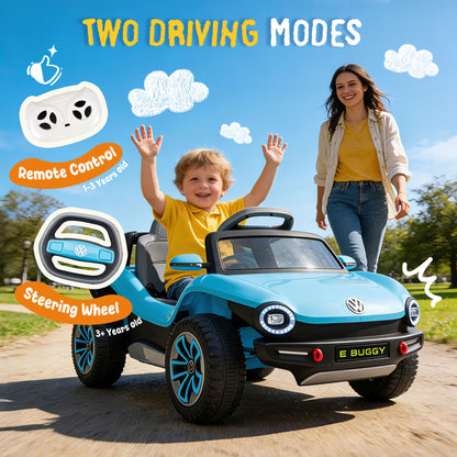 12V Ride on Toys, Licensed Volkswagen Beetle Powered Ride on Cars with Remote Control, Bluetooth, Music, USB Ports, LED Lights, 4 Wheels Suspension, Electric Car for Kids Boys Girls Ages 2-5, Blue