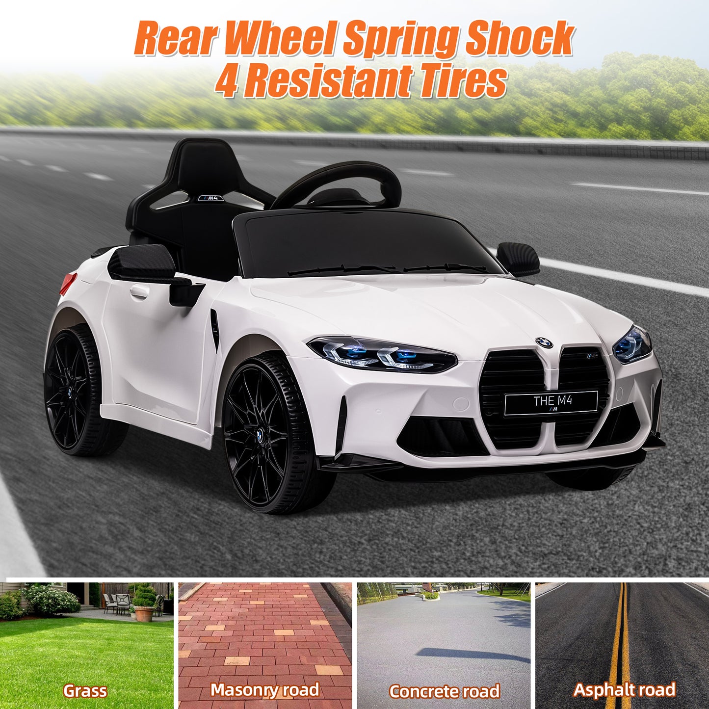 BMW 12V Ride on Car with Remote Control Ride on Toy for Boys and Girls 3-6 Years Old Powered Kids Electric Vehicle, Bluetooth